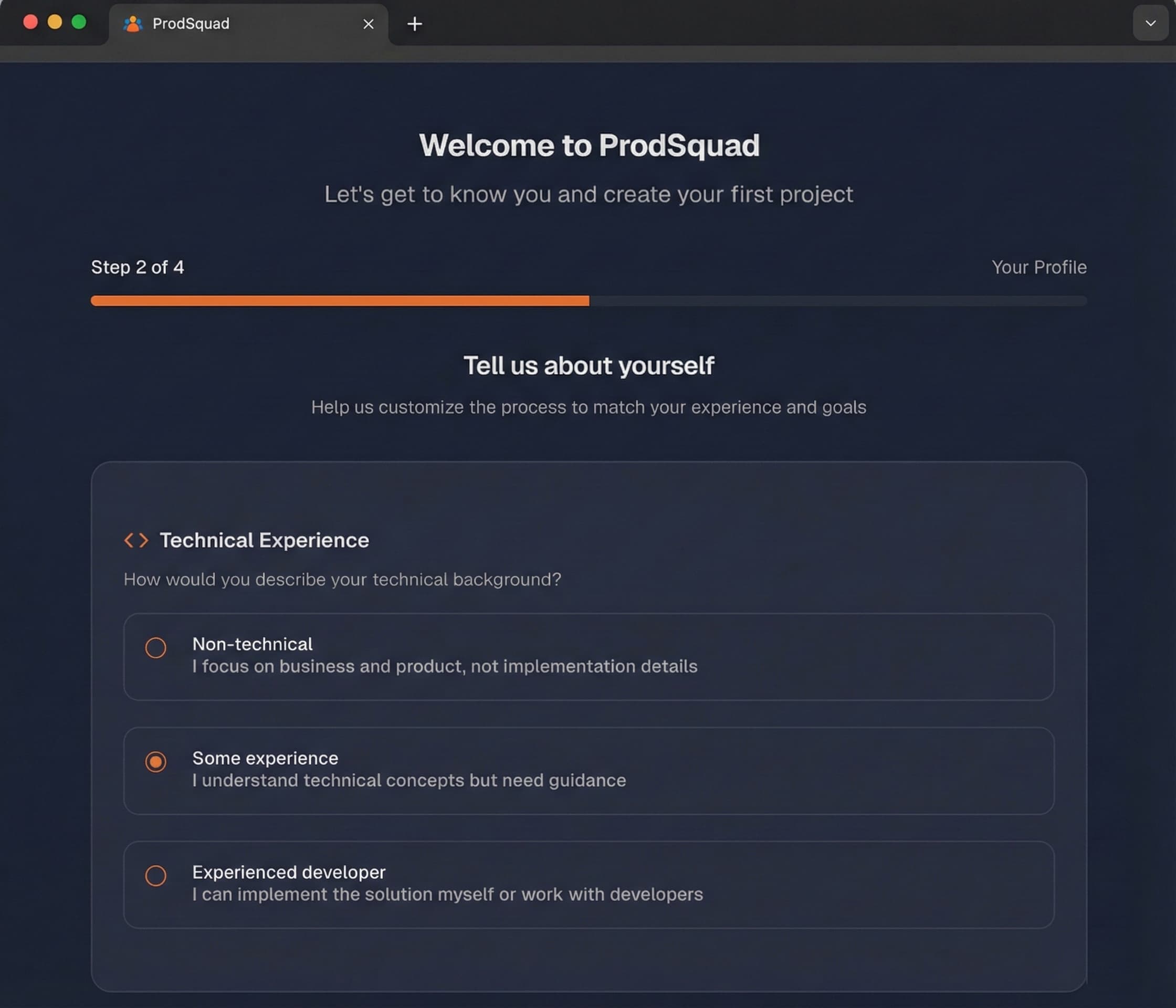 ProdSquad application interface